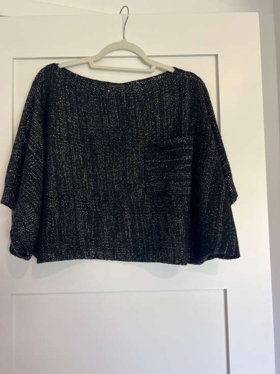 BCBGMaxAzria Sweaters - BCBGMaxAzria Black with metalic/silver Fleck Knit Top